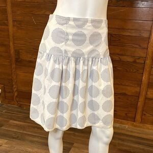 Source Unknown Cream Skirt with Black Circles
